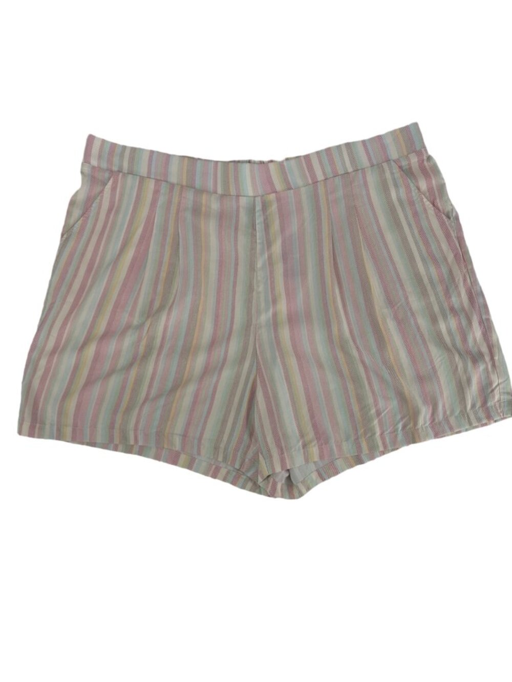 Torrid Shorts Women's 4 Plus Pastel Rainbow Stripe Challis Beach Summer Basics